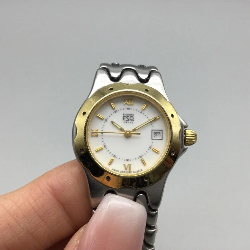ESQ Freedom Womens Watch 25mm Two Tone Bracelet Date Stainless New Battery 5.5